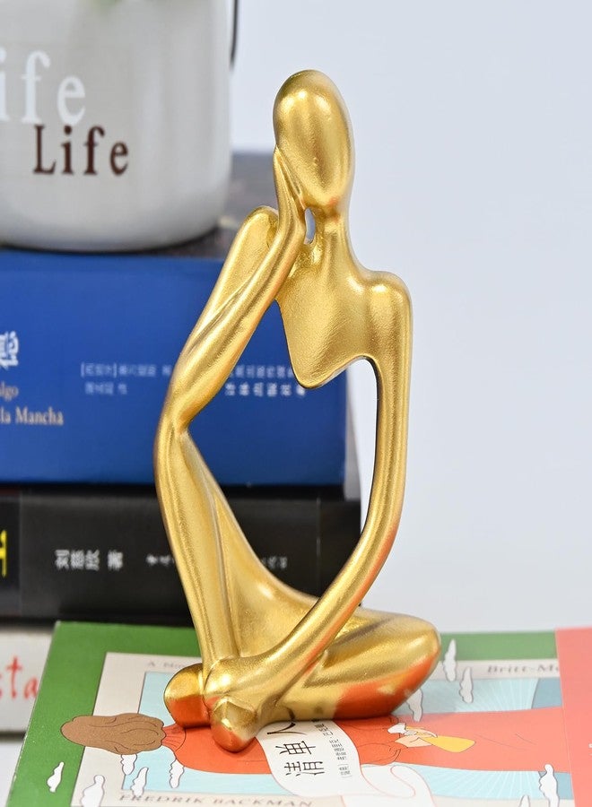BOPART تمثال المفكر الذهبي من بوبارت، قطعة ديكور منزلية، منحوتة تجريدية من الراتنج على شكل مفكر، تُضفي لمسة جمالية على رفوف غرف المعيشة والمكاتب ورفوف الكتب والمكاتب. - Image 1